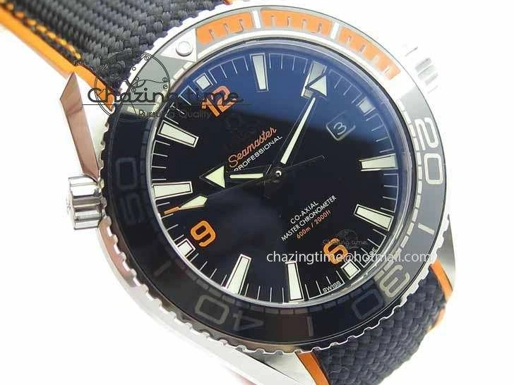 0417 Resilient Planet Ocean 2016 43.5mm SS OM 1:1 Best Edition Black Dial On Black Nylon Strap A 8167